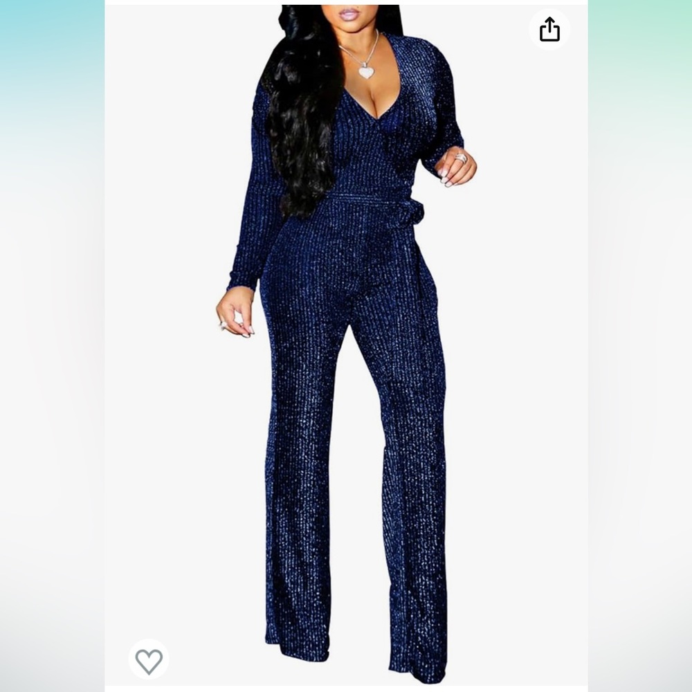 Amazon navy sparkly knit jumpsuit